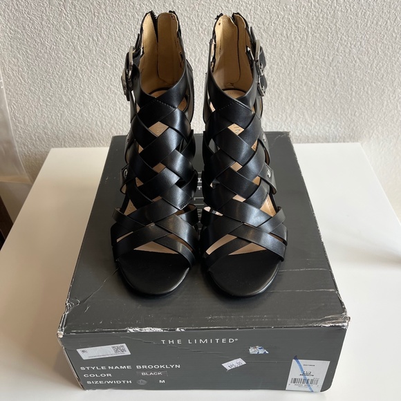 NEW The Limited Brooklyn Black Block Heeled Leather Sandals - Picture 12 of 16